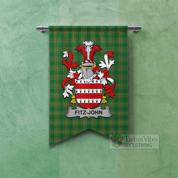 Fitz-John Irish Clan Tartan Gonfalon, Tartan Banner with Coat of Arms