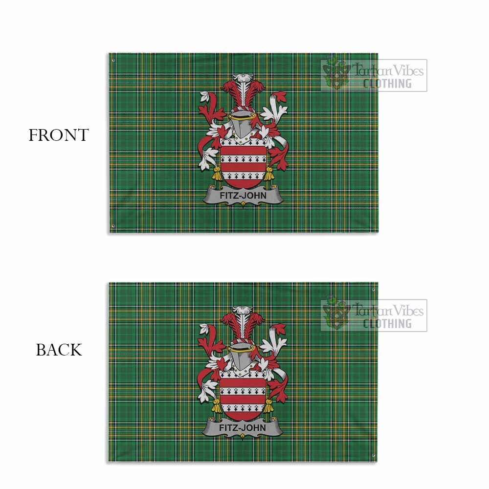 Tartan Vibes Clothing Fitz-John Irish Clan Tartan House Flag with Coat of Arms