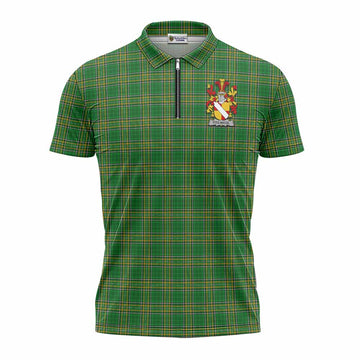 Fitz-Nicol Irish Clan Tartan Zipper Polo Shirt with Coat of Arms