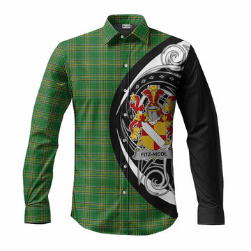 Tartan Vibes Clothing Fitz-Nicol Irish Clan Long Sleeve Button Shirt Celtic Circle Style