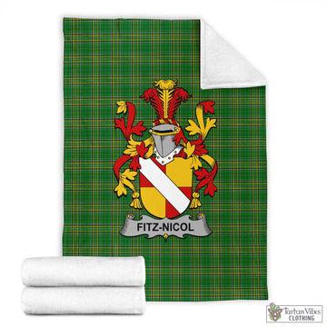 Fitz-Nicol Irish Clan Tartan Blanket with Coat of Arms X-Large 59 x 79 inches 150 x 200 cm - Tartan Vibes Clothing