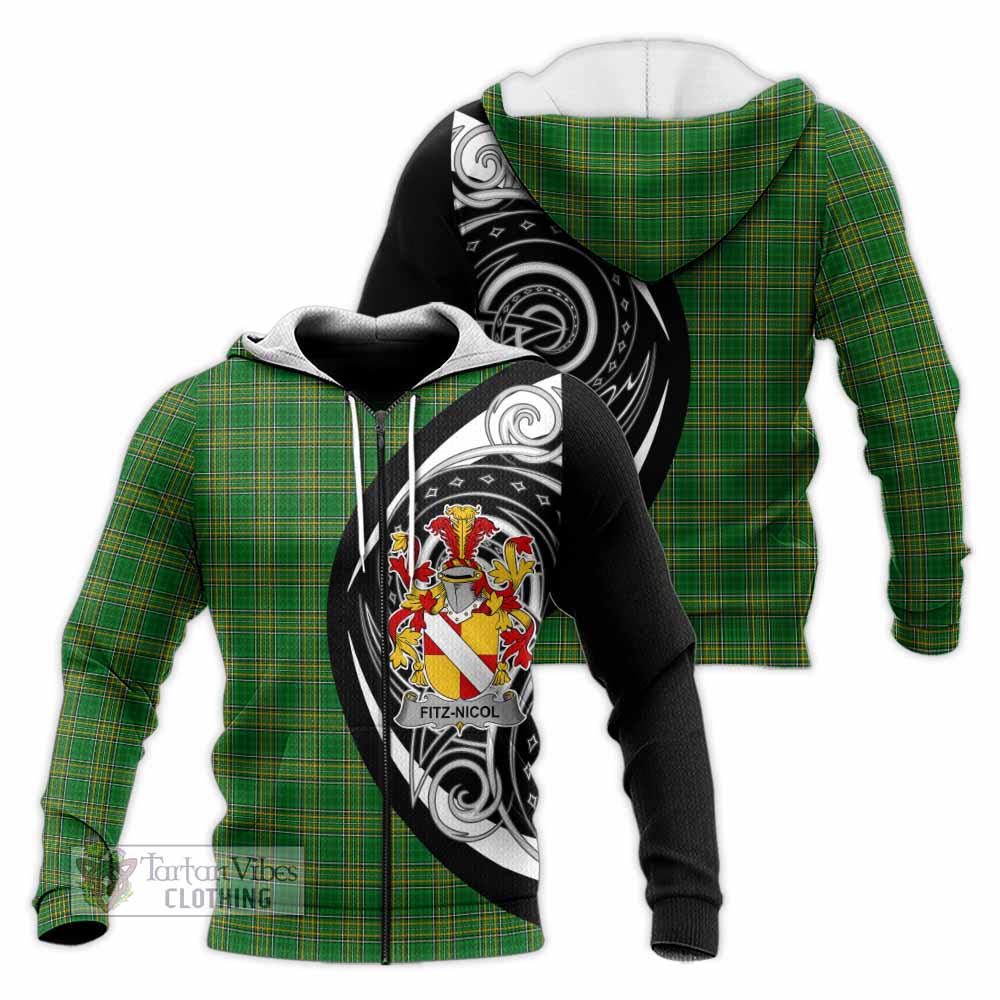 Tartan Vibes Clothing Fitz-Nicol Irish Clan Knitted Hoodie Celtic Circle Style