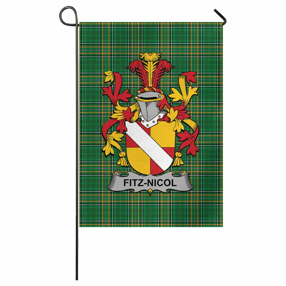 Fitz-Nicol Irish Clan Tartan Flag with Coat of Arms