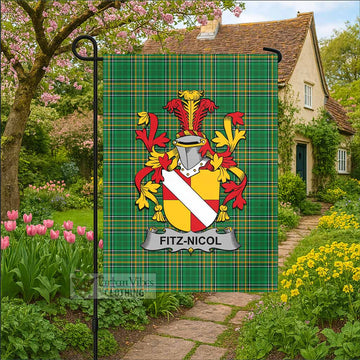 Fitz-Nicol Irish Clan Tartan Garden Flag with Coat of Arms