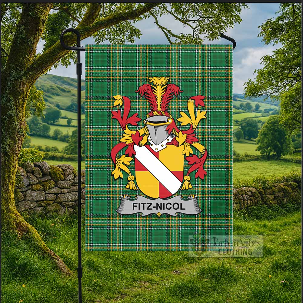 Fitz-Nicol Irish Clan Tartan Flag with Coat of Arms