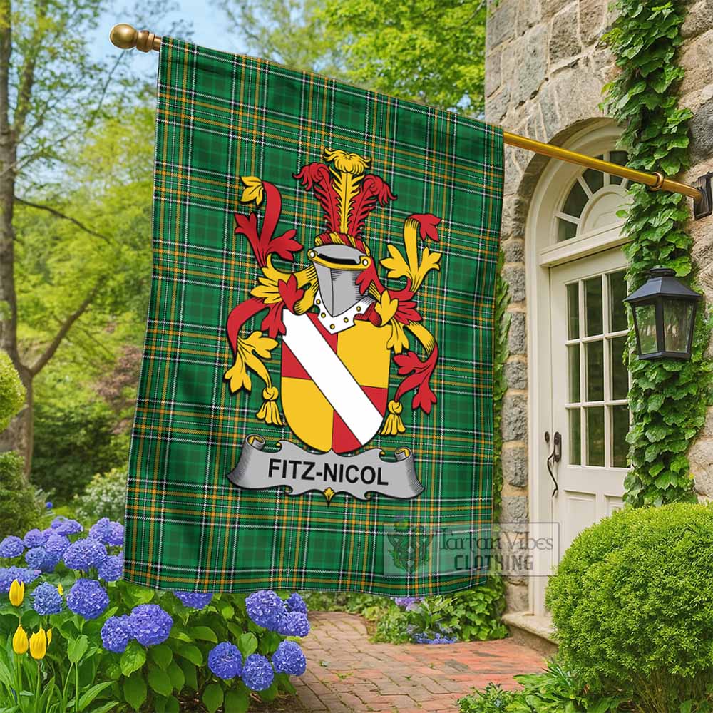 Fitz-Nicol Irish Clan Tartan Flag with Coat of Arms