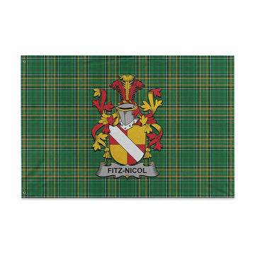 Fitz-Nicol Irish Clan Tartan House Flag with Coat of Arms