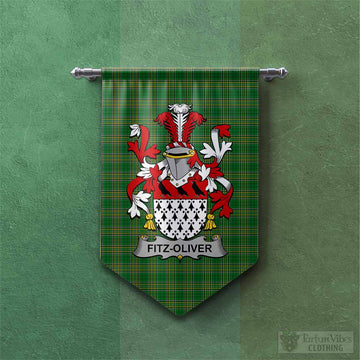 Fitz-Oliver Irish Clan Tartan Gonfalon, Tartan Banner with Coat of Arms