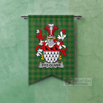 Fitz-Oliver Irish Clan Tartan Gonfalon, Tartan Banner with Coat of Arms