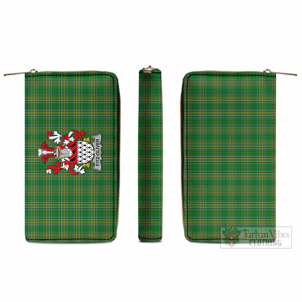 Tartan Vibes Clothing Fitz-Oliver Irish Clan Tartan Women's Leather Wallet with Coat of Arms