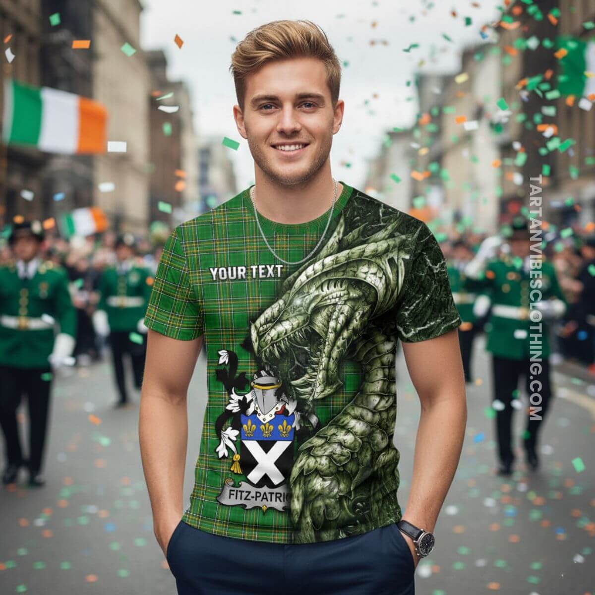 Fitz-Patrick Irish Clan T-Shirt Irish Roots Dragon Soul