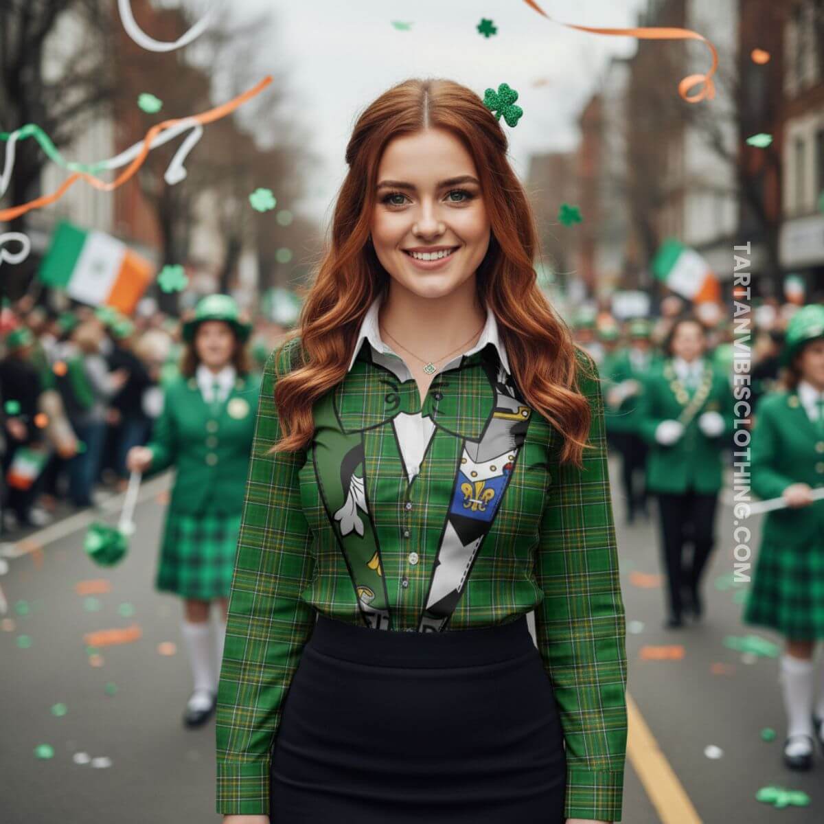 Fitz-Patrick Irish Suit Crest Tartan Women Casual Shirt