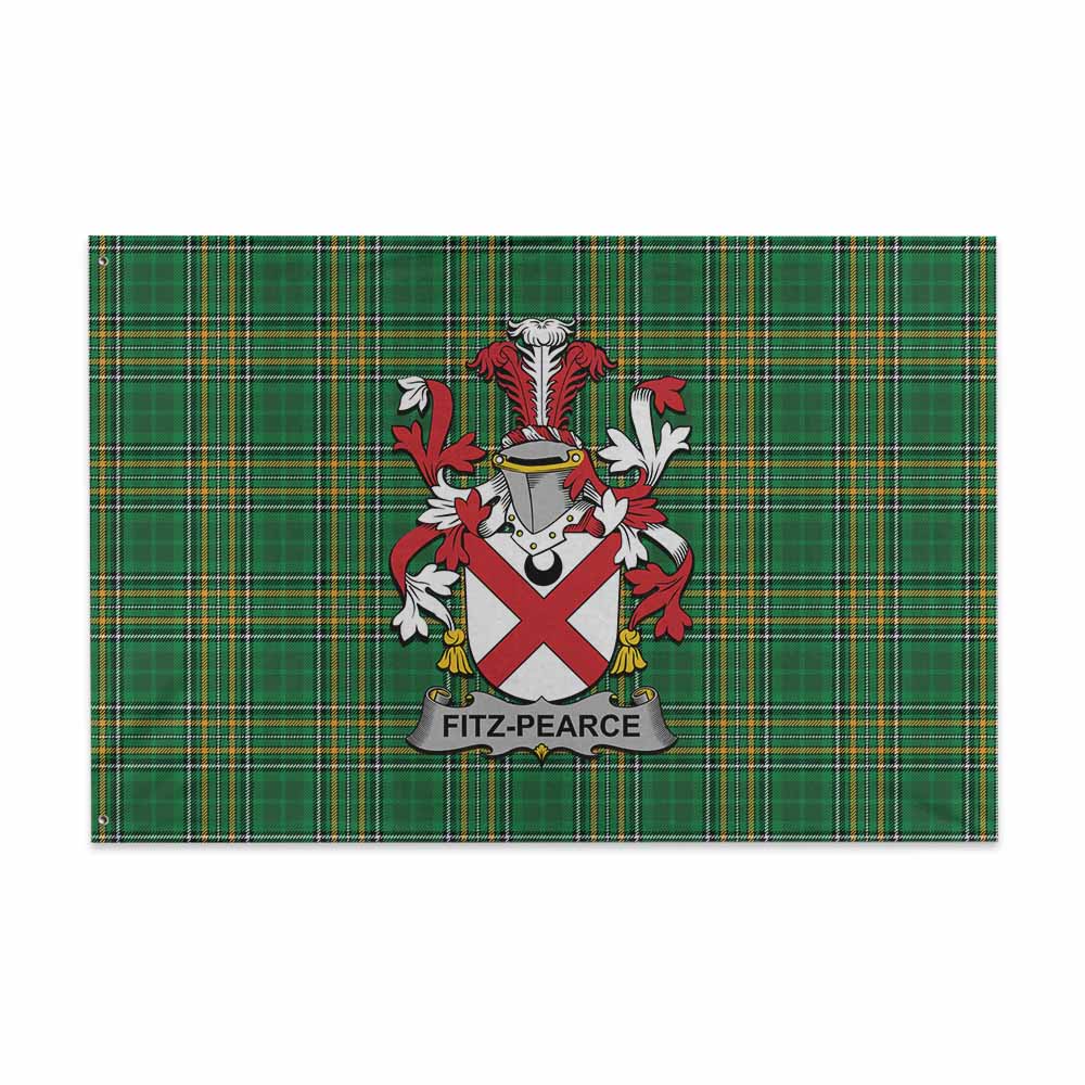 Tartan Vibes Clothing Fitz-Pearce Irish Clan Tartan House Flag with Coat of Arms