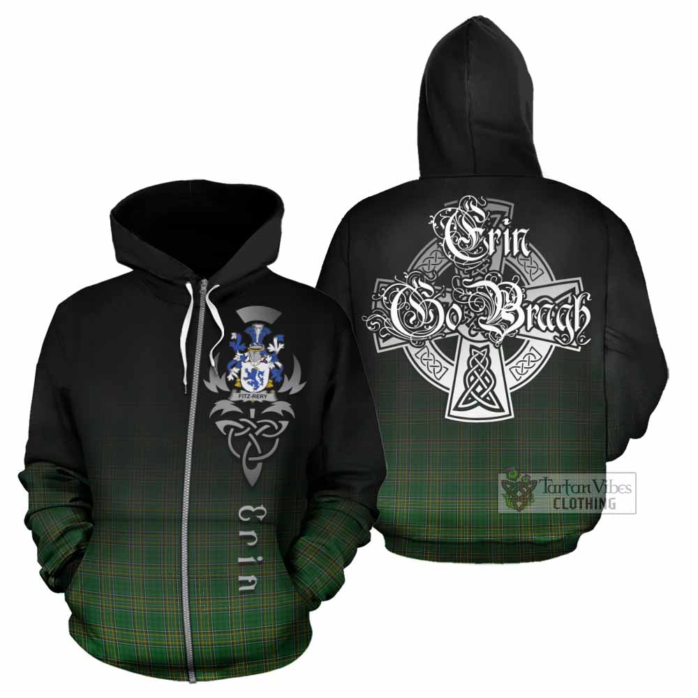 Tartan Vibes Clothing Fitz-Rery Irish Clan Hoodie with Coat of Arms Erin Go Bragh Celtic Inspired