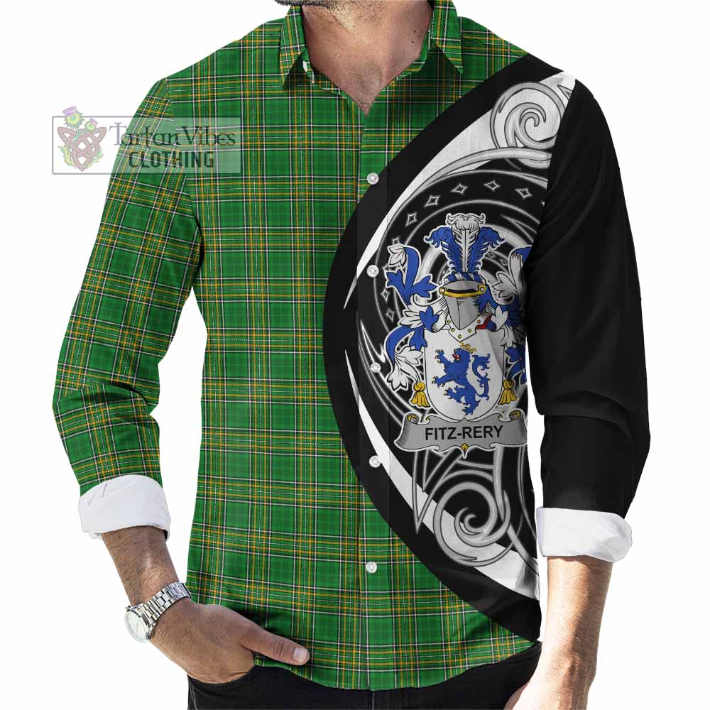 Tartan Vibes Clothing Fitz-Rery Irish Clan Long Sleeve Button Shirt Celtic Circle Style