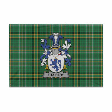 Fitz-Rery Irish Clan Tartan House Flag with Coat of Arms