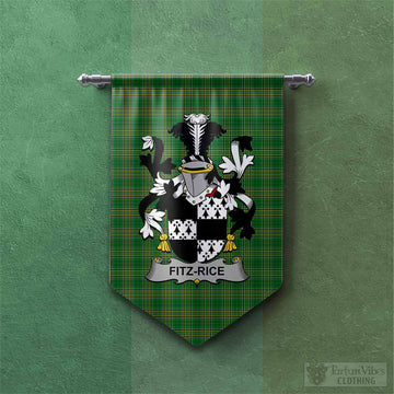 Fitz-Rice Irish Clan Tartan Gonfalon, Tartan Banner with Coat of Arms