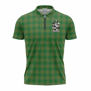 Fitz-Rice Irish Clan Tartan Zipper Polo Shirt with Coat of Arms