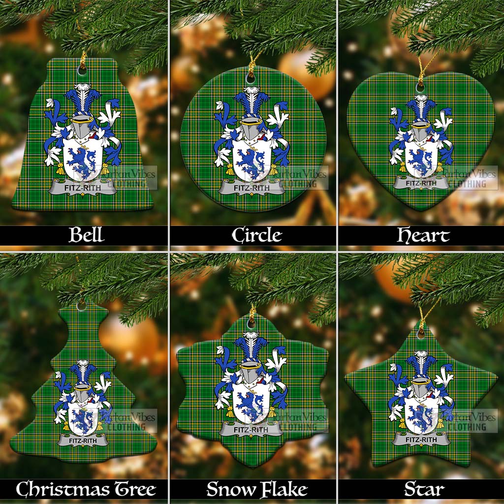 Fitz-Rith Irish Clan Tartan Christmas Ceramic Ornament with Coat of Arms Ceramic - Tartan Vibes Clothing