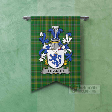 Tartan Vibes Clothing Fitz-Rith Irish Clan Tartan Gonfalon, Tartan Banner with Coat of Arms