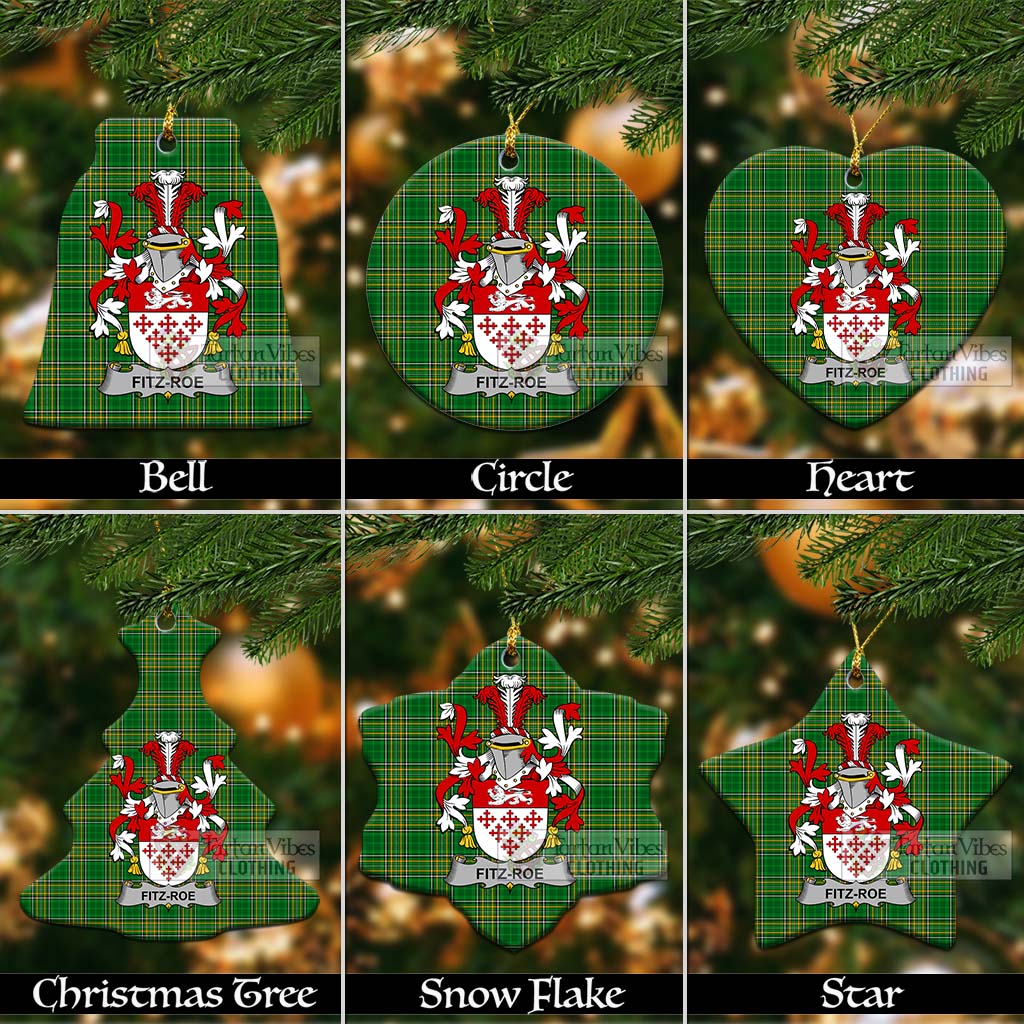 Fitz-Roe Irish Clan Tartan Christmas Ceramic Ornament with Coat of Arms Ceramic - Tartan Vibes Clothing