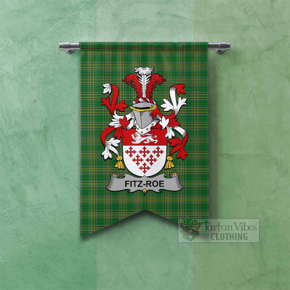 Fitz-Roe Irish Clan Tartan Gonfalon, Tartan Banner with Coat of Arms Fishtail - Tartan Vibes Clothing