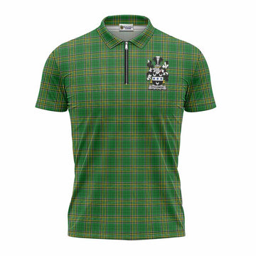 Fitz-Simon Irish Clan Tartan Zipper Polo Shirt with Coat of Arms
