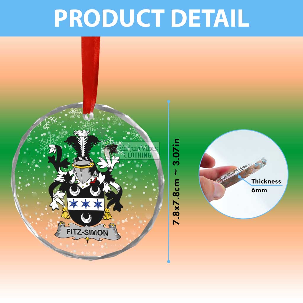 Fitz-Simon Irish Clan Christmas Glass Ornament with Coat of Arms - 2D-tartanvibesclothing