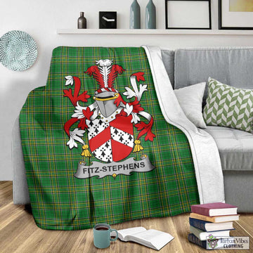 Tartan Vibes Clothing Fitz-Stephens Irish Clan Tartan Blanket with Coat of Arms