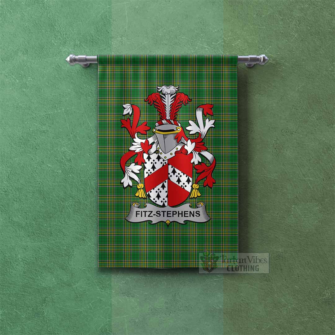 Tartan Vibes Clothing Fitz-Stephens Irish Clan Tartan Gonfalon, Tartan Banner with Coat of Arms