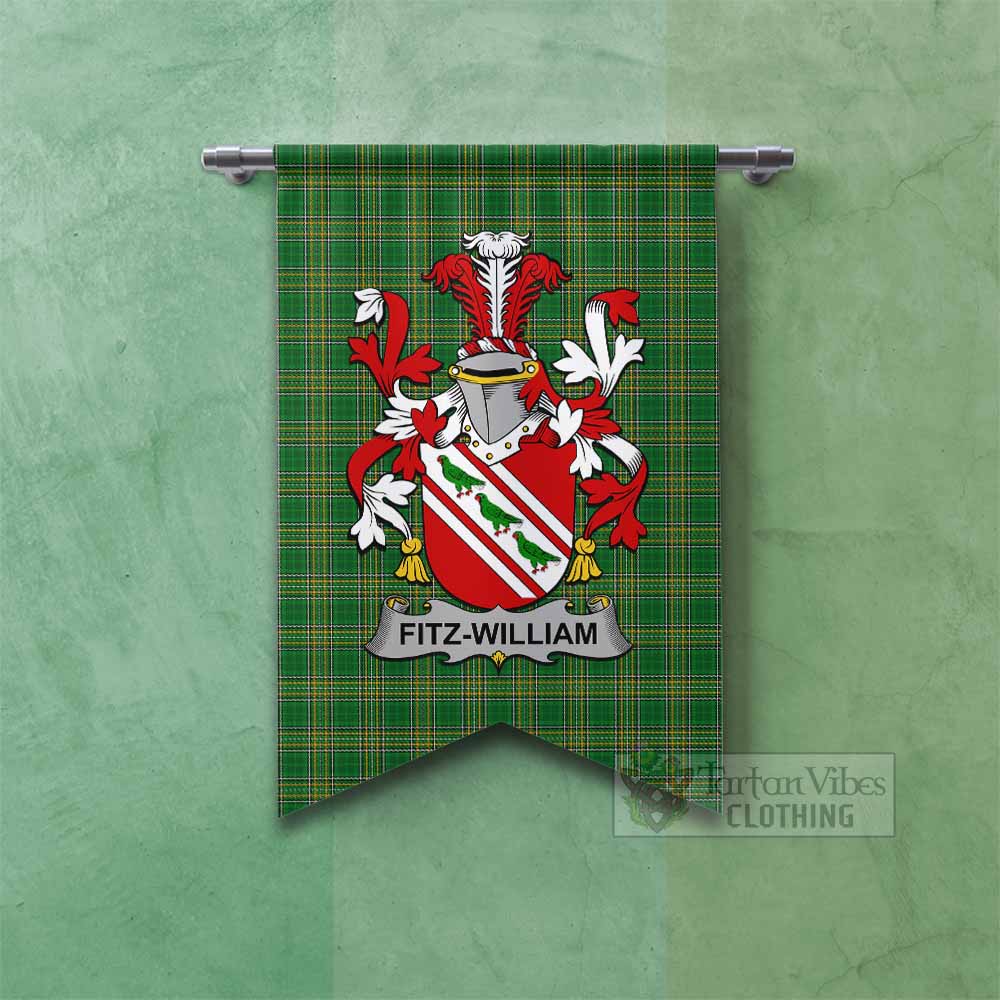Tartan Vibes Clothing Fitz-William Irish Clan Tartan Gonfalon, Tartan Banner with Coat of Arms