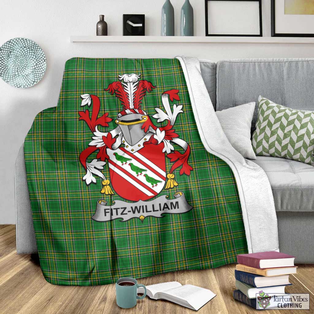 Fitz-William Irish Clan Tartan Blanket with Coat of Arms - Tartan Vibes Clothing