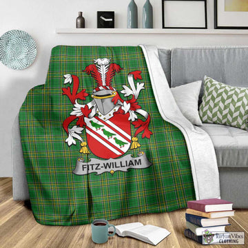 Fitz-William Irish Clan Tartan Blanket with Coat of Arms