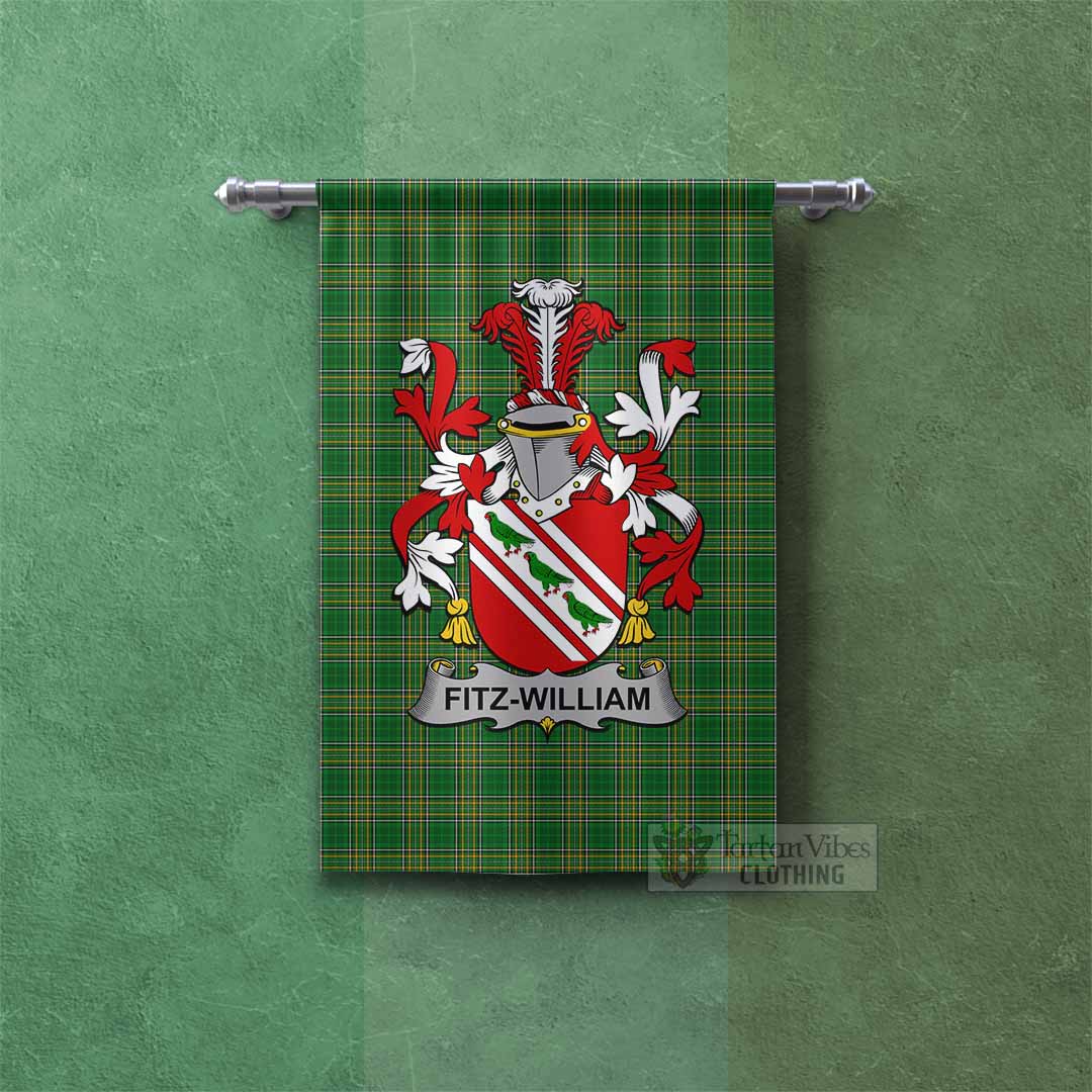 Tartan Vibes Clothing Fitz-William Irish Clan Tartan Gonfalon, Tartan Banner with Coat of Arms