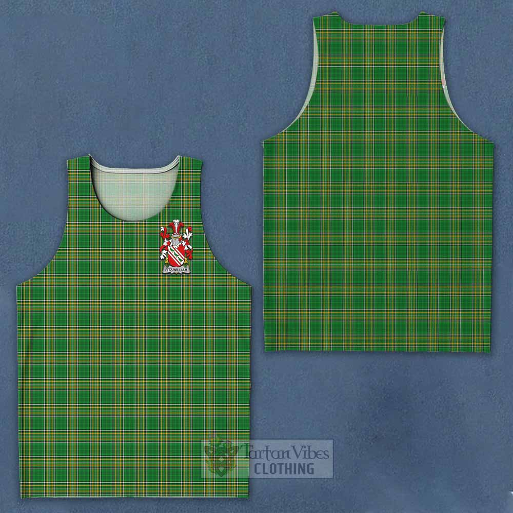 Fitz-William Irish Clan Tartan Men's Tank Top with Coat of Arms - Tartan Vibes Clothing