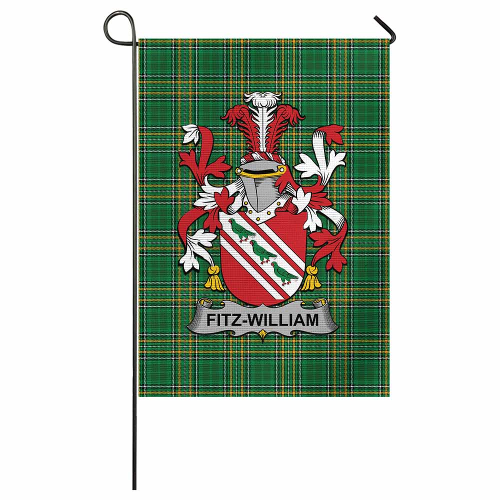 Fitz-William Irish Clan Tartan Flag with Coat of Arms