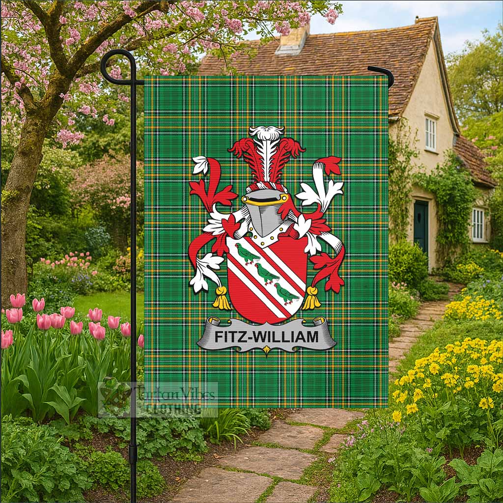 Fitz-William Irish Clan Tartan Flag with Coat of Arms