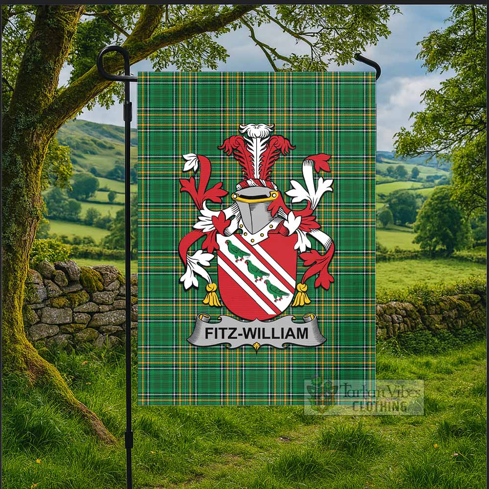 Fitz-William Irish Clan Tartan Flag with Coat of Arms