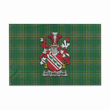 Fitz-William Irish Clan Tartan House Flag with Coat of Arms