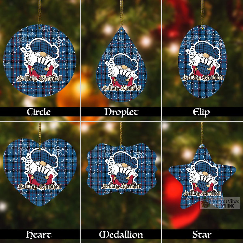 Fitzgerald Tartan Christmas Aluminium Ornament with Scottish Gnome Playing Bagpipes Aluminium - Tartan Vibes Clothing