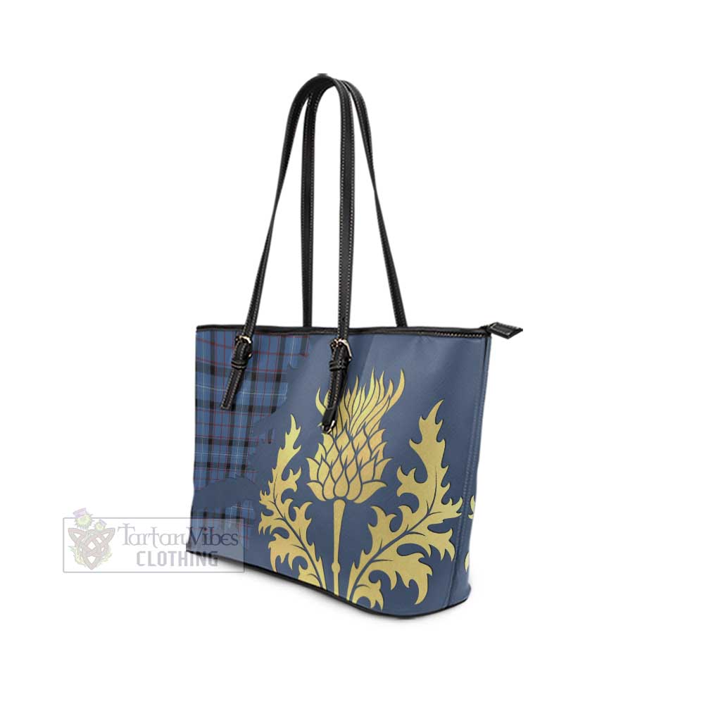 Fitzgerald Tartan Leather Tote Bag Gold Thistle Style - Tartan Vibes Clothing