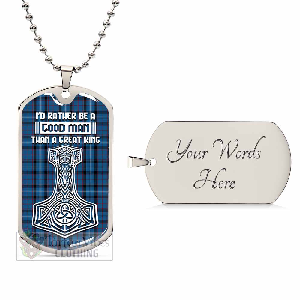 Fitzgerald Tartan Dog Tag Necklace Viking Mjolnir Style Silver Yes - Tartan Vibes Clothing