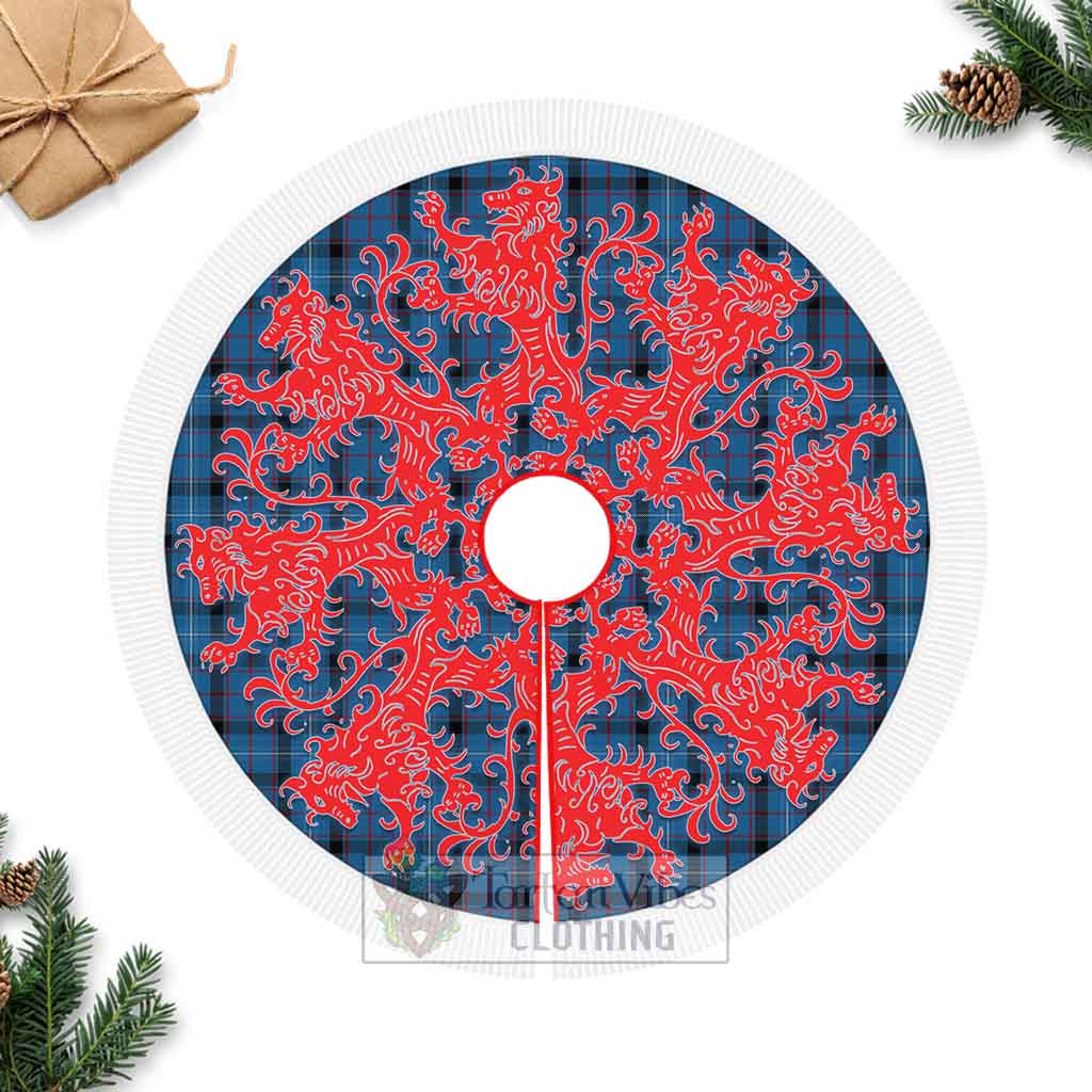 Fitzgerald Tartan Christmas Tree Skirt Lion Rampant Style Fringed Tree Skirts - Tartan Vibes Clothing