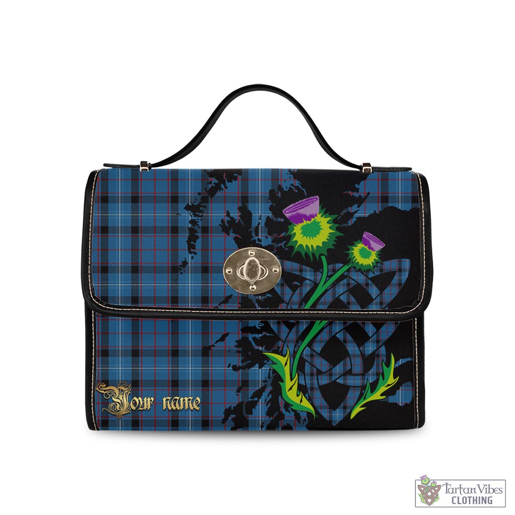 Tartan Vibes Clothing Fitzgerald Family Tartan Waterproof Canvas Bag with Scotland Map and Thistle Celtic Accents