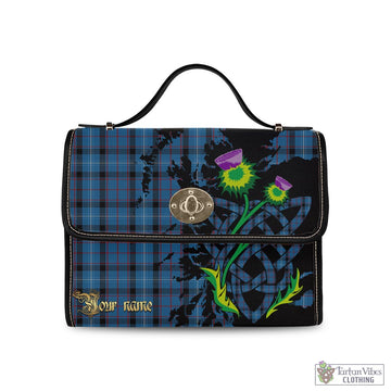 Fitzgerald Family Tartan Waterproof Canvas Bag with Scotland Map and Thistle Celtic Accents
