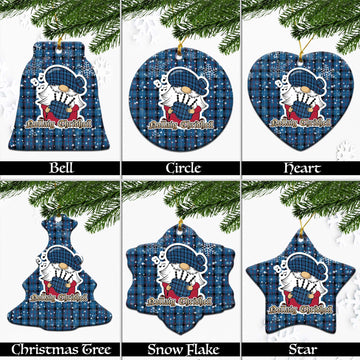 Fitzgerald Tartan Christmas Ceramic Ornaments with Scottish Gnome Playing Bagpipes Ceramic - Tartan Vibes Clothing