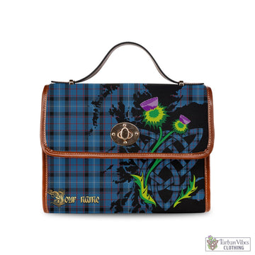 Tartan Vibes Clothing Fitzgerald Family Tartan Waterproof Canvas Bag with Scotland Map and Thistle Celtic Accents