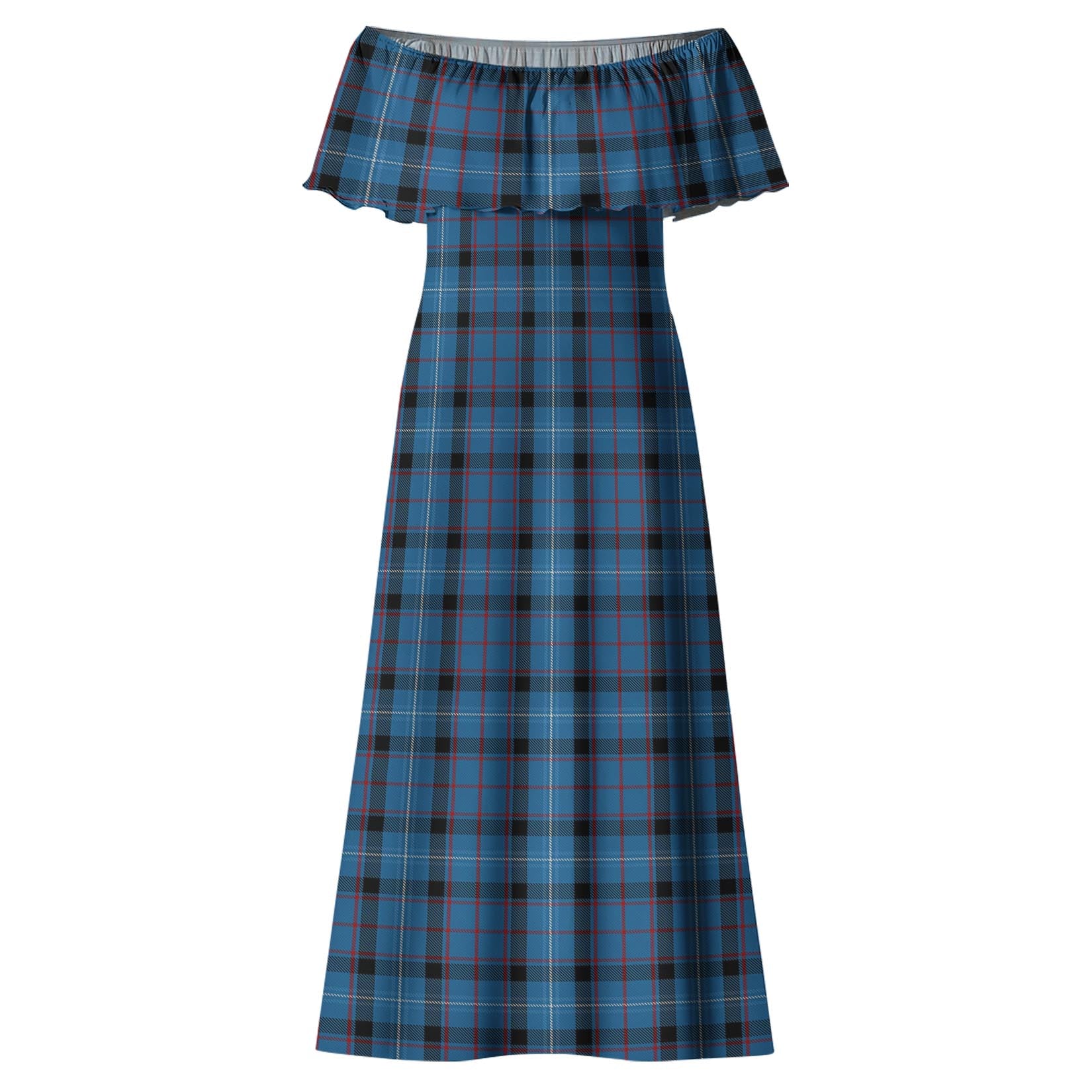 Fitzgerald Tartan Off Shoulder Long Dress - Tartan Vibes Clothing