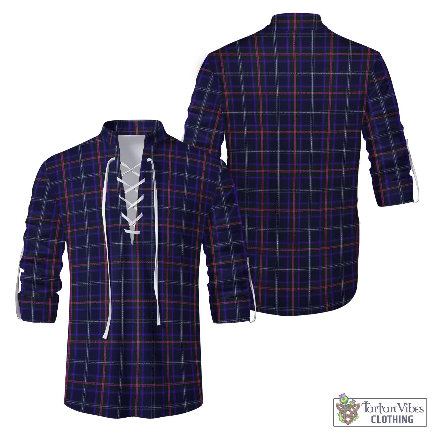 Tartan Vibes Clothing Fitzgerald Hunting Tartan Men's Scottish Traditional Jacobite Ghillie Kilt Shirt
