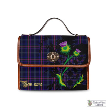 Fitzgerald Hunting Tartan Waterproof Canvas Bag with Scotland Map and Thistle Celtic Accents